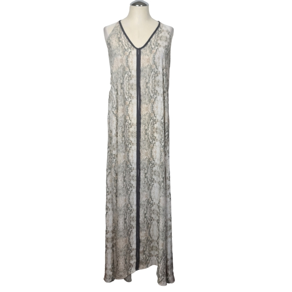 Love Stitch Snakeskin V Neck Maxi Lightweight Sleeveless Racerback Dress M